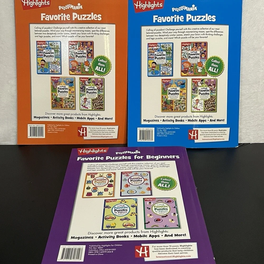 NEW Highlights FAVORITE PUZZLES Activity Books Lot of 3 Hidden Pictures 2015-16